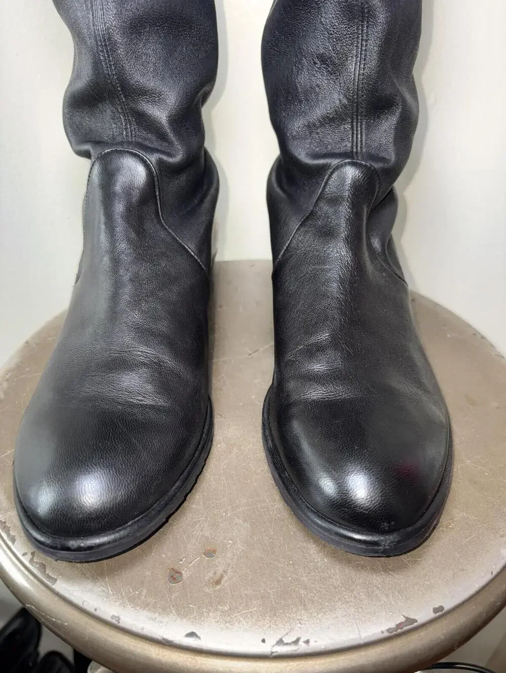 Stuart Weitzman Lowland Black Leather Over-the-Knee EU 38.5 US 8